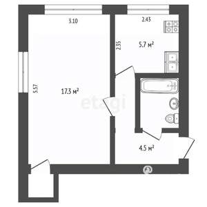 1-к квартира, вторичка, 31м2, 2/5 этаж