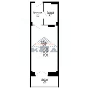 1-к квартира, строящийся дом, 31м2, 14/16 этаж