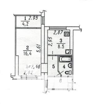 2-к квартира, вторичка, 41м2, 4/9 этаж