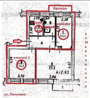 1-к квартира, вторичка, 64м2, 4/4 этаж