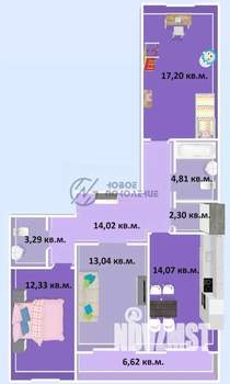 3-к квартира, строящийся дом, 88м2, 1/16 этаж
