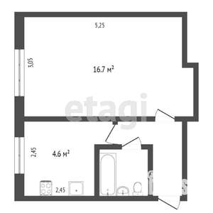 1-к квартира, вторичка, 30м2, 3/5 этаж