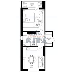 1-к квартира, строящийся дом, 55м2, 13/16 этаж