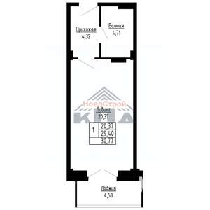 1-к квартира, строящийся дом, 31м2, 3/16 этаж