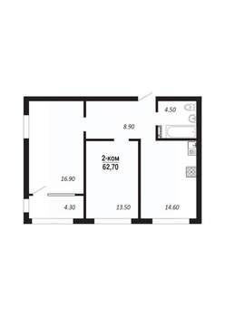 2-к квартира, строящийся дом, 63м2, 3/16 этаж