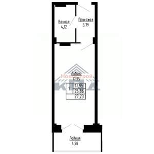 1-к квартира, строящийся дом, 27м2, 8/16 этаж