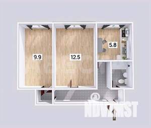 2-к квартира, вторичка, 40м2, 2/5 этаж