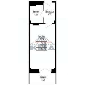 1-к квартира, вторичка, 30м2, 16/16 этаж