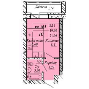 Студия квартира, вторичка, 22м2, 1/4 этаж