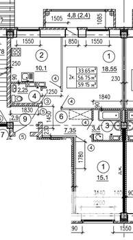 2-к квартира, строящийся дом, 59м2, 6/8 этаж