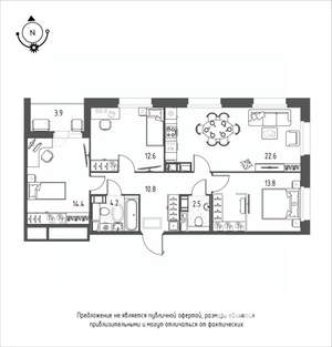 3-к квартира, строящийся дом, 83м2, 5/12 этаж