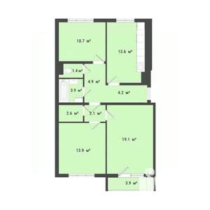 3-к квартира, вторичка, 76м2, 2/10 этаж