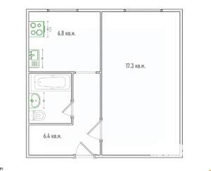 1-к квартира, вторичка, 33м2, 7/9 этаж