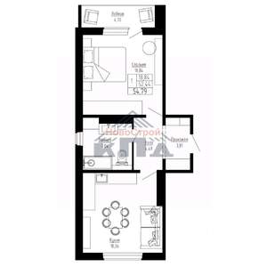 1-к квартира, строящийся дом, 55м2, 9/16 этаж