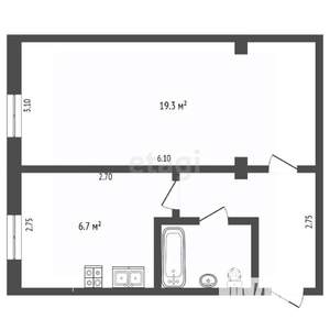 1-к квартира, вторичка, 36м2, 1/2 этаж