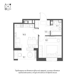1-к квартира, вторичка, 40м2, 4/7 этаж