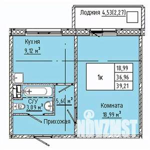 1-к квартира, вторичка, 39м2, 9/10 этаж