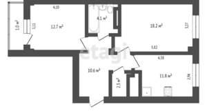 2-к квартира, вторичка, 62м2, 2/16 этаж