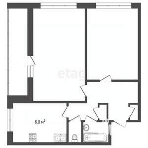 2-к квартира, вторичка, 49м2, 9/12 этаж