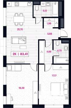 2-к квартира, вторичка, 83м2, 4/15 этаж