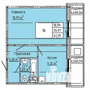 1-к квартира, вторичка, 41м2, 8/10 этаж