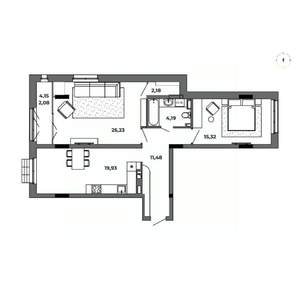 2-к квартира, строящийся дом, 80м2, 3/8 этаж