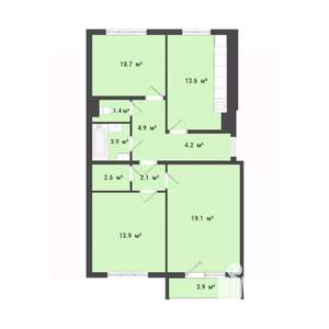 3-к квартира, строящийся дом, 76м2, 3/10 этаж