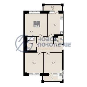 3-к квартира, строящийся дом, 85м2, 4/18 этаж