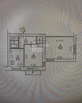 2-к квартира, вторичка, 52м2, 8/9 этаж