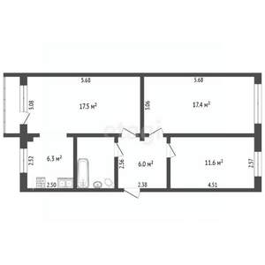 3-к квартира, вторичка, 63м2, 3/5 этаж