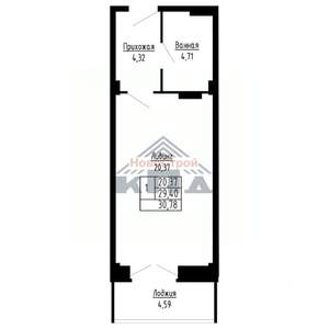 1-к квартира, строящийся дом, 31м2, 11/16 этаж