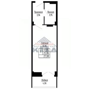 1-к квартира, строящийся дом, 27м2, 5/16 этаж