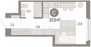 Студия квартира, вторичка, 27м2, 9/16 этаж