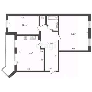 2-к квартира, вторичка, 84м2, 3/5 этаж