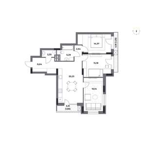 3-к квартира, строящийся дом, 93м2, 3/12 этаж