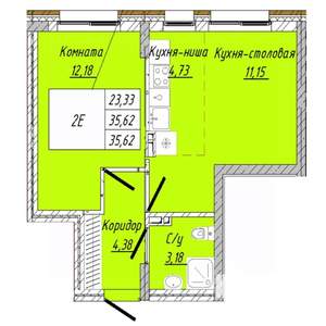 1-к квартира, строящийся дом, 36м2, 1/8 этаж