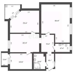 4-к квартира, вторичка, 129м2, 2/8 этаж