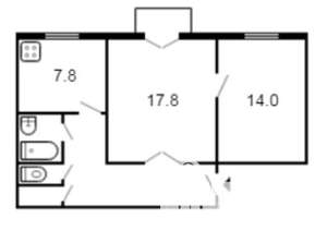 2-к квартира, вторичка, 42м2, 4/5 этаж