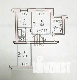 3-к квартира, вторичка, 59м2, 3/9 этаж