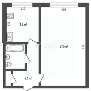 1-к квартира, вторичка, 30м2, 6/9 этаж