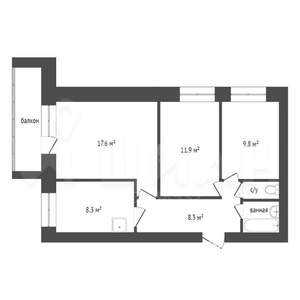 3-к квартира, вторичка, 61м2, 2/9 этаж