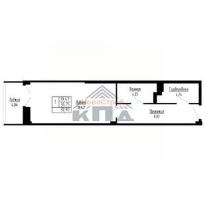 1-к квартира, вторичка, 38м2, 4/16 этаж