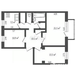 3-к квартира, вторичка, 70м2, 2/2 этаж