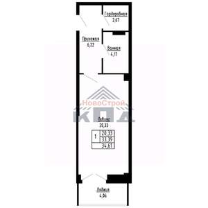 1-к квартира, вторичка, 35м2, 6/16 этаж