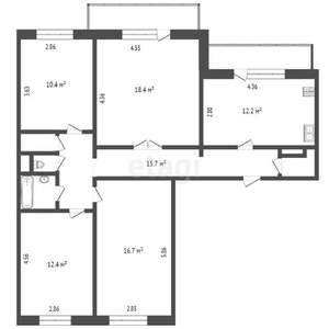 4-к квартира, вторичка, 93м2, 6/10 этаж
