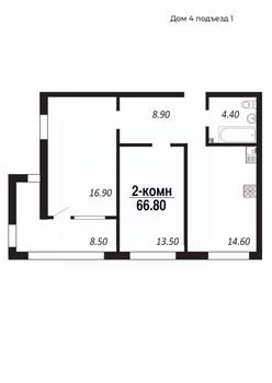 2-к квартира, строящийся дом, 67м2, 12/14 этаж