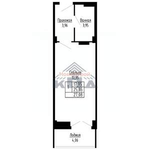 1-к квартира, строящийся дом, 27м2, 6/16 этаж