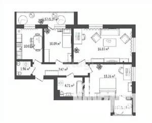 3-к квартира, строящийся дом, 71м2, 11/16 этаж
