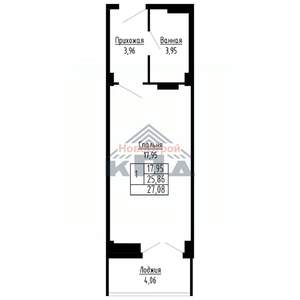 1-к квартира, строящийся дом, 27м2, 15/16 этаж