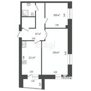 2-к квартира, вторичка, 55м2, 3/10 этаж